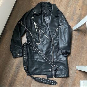 NWT Forever 21 Long Leather Jacket